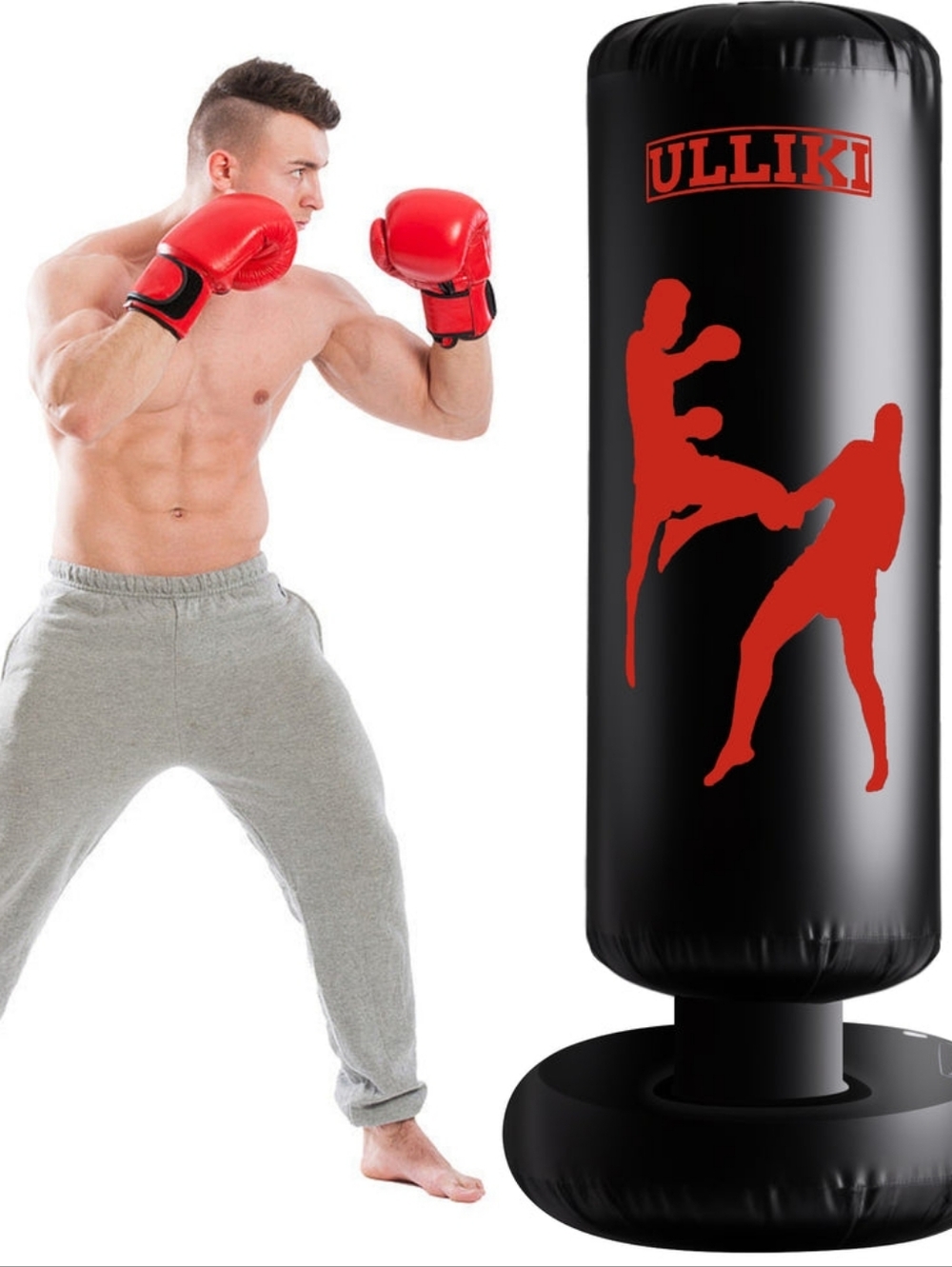 ULLIKI Inflatable Punching Bag - Red & Black (gloves Not Included)Never Used